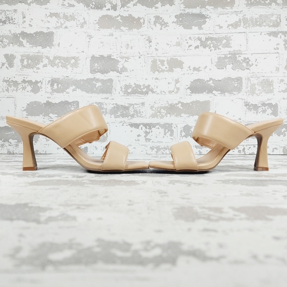 NEW Open Edit Edquincy Tan Cream Slip On Summer Heeled Sandals E956 - Picture 7 of 14